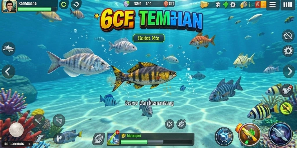 Screenshot gameplay 6CF menampilkan aksi menembak ikan yang seru.