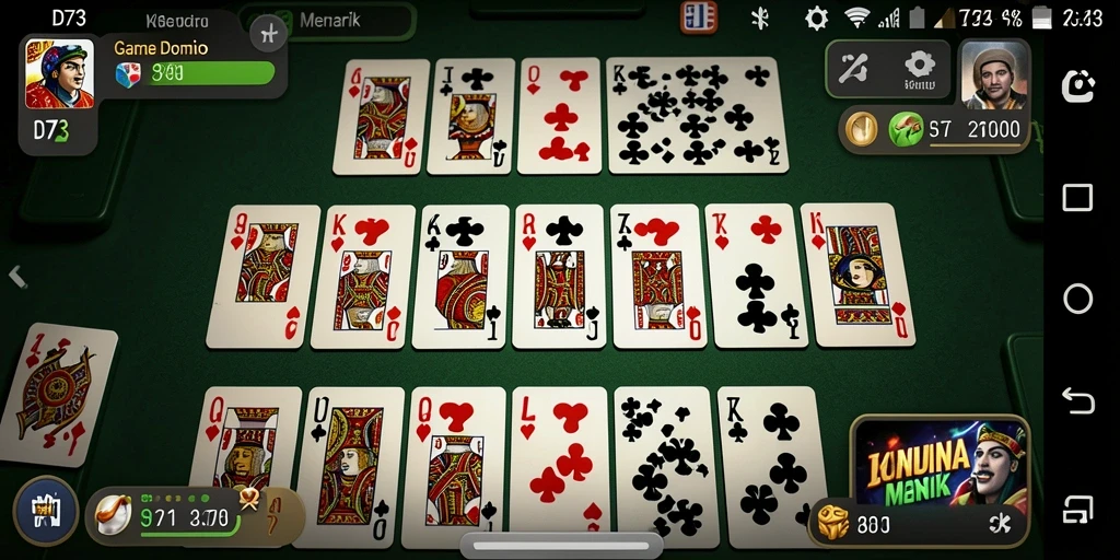 Tampilan screenshot utama D73 memperlihatkan gameplay seru dalam permainan Domino.