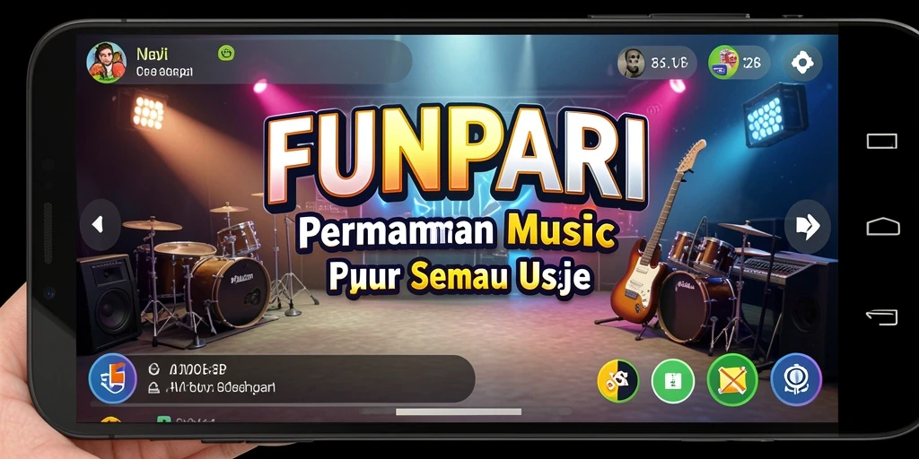 Tampilan gameplay <strong>FUNPARI</strong> yang menarik dan penuh warna dengan interaksi musik.