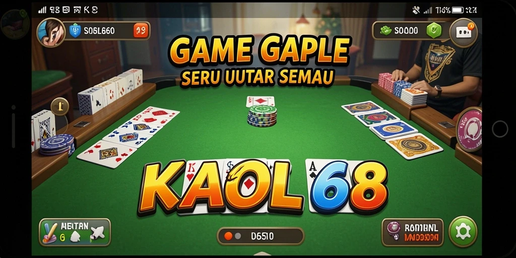 Screenshot gameplay KAOL68 dengan suasana permainan Gaple yang seru.