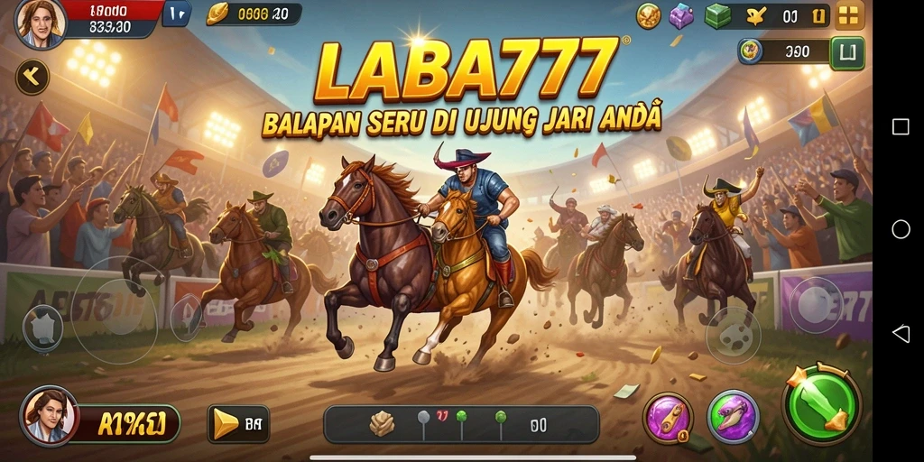 Screenshot LABA777 menampilkan balapan mendebarkan di trek yang berwarna-warni.