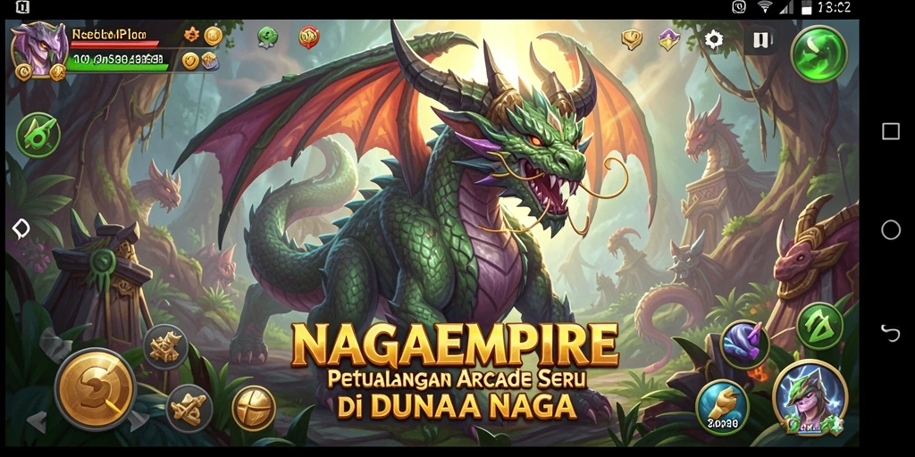 Tampilan gameplay seru di dunia NAGAEMPIRE dengan banyak naga.