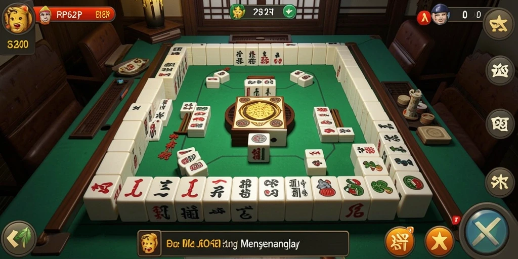 Tampilan menarik dari gameplay RP62RP Mahjong yang mendebarkan.