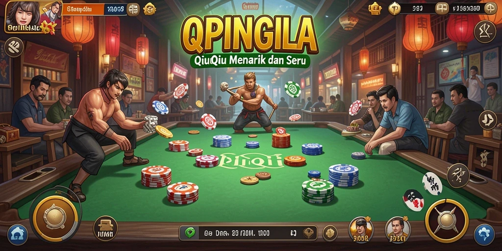 Screenshot SPINGILA menunjukkan aksi mendebarkan dalam permainan QiuQiu.
