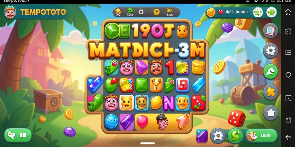 Screenshot TEMPOTOTO menampilkan gameplay Match-3 yang memukau.