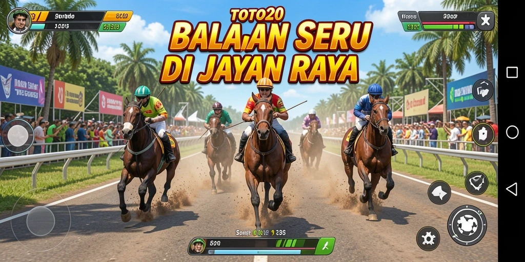 Screenshot gameplay TOTO20 menampilkan balapan intens di lintasan yang menantang.